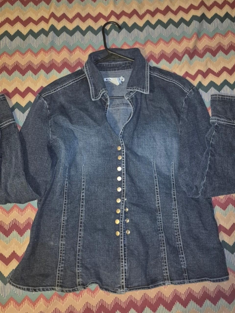 Ami Dark Blue Denim Jean Jacket with Gold Buttons